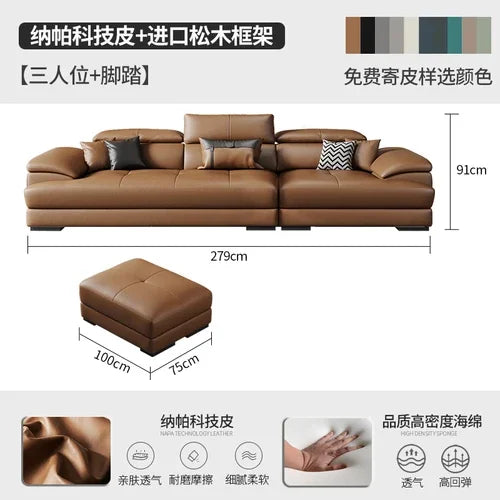 European Living Room Sofa Genuine Leather Sectional Corner Sofas Modular Luxury Sofa Sala De Estar De Luxo Modern Furniture - Kimlud