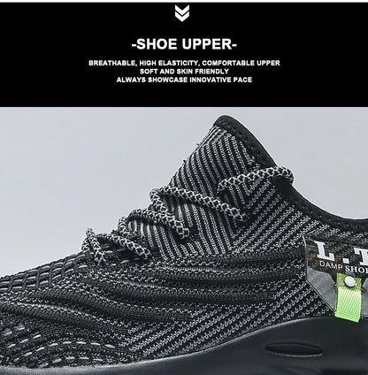 Breathable Men's Running Shoes Fashion Platform Men Casual Shoes Mesh Lightweight Anti-slip Outdoor Sneakers Work Black Tennis