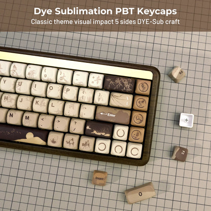 XVX Brown MOA Keycaps Chinese Style PBT Keycaps 140 Keys Thermal Sublimation Cherry MX Mechanical Keyboard Keycaps Accessories