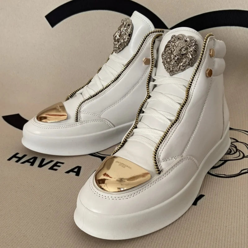 Zip decoration casual sneaker designer shoes for man luxury brand trainers running shoes high top sports casual ankle boots men - Kimlud
