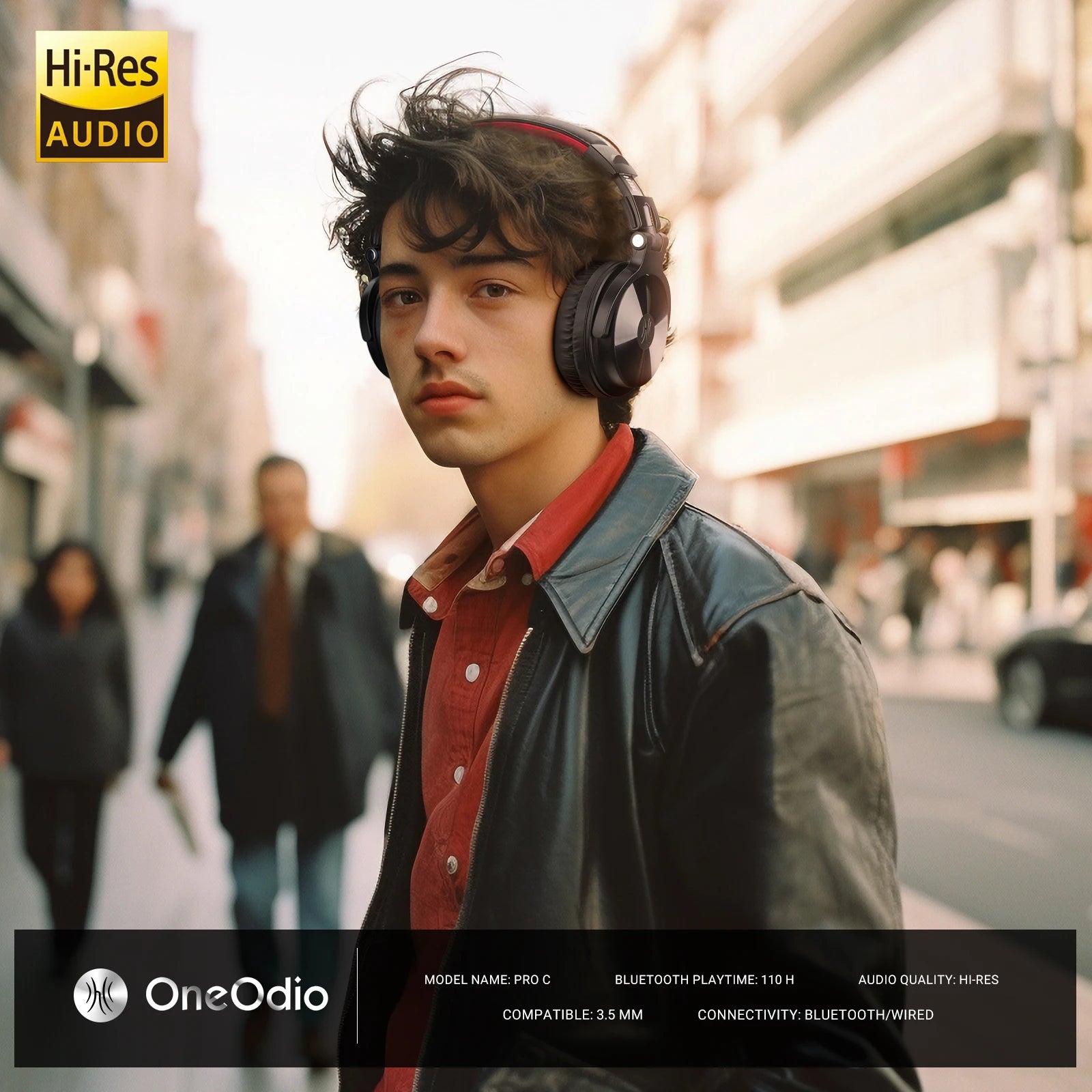 Oneodio Pro C Wireless Bluetooth 5.2 Headphones Over Ear With Microphone Hi-Res Audio Wired&Wireless Headset 110h Playtime AAC