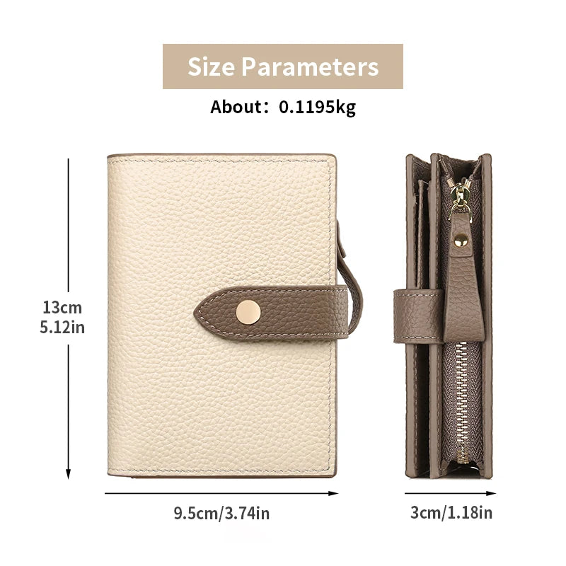Retro clamshell design minimalist ladies' genuine leather wallet Essential for fashion-forward travel Multiple security...