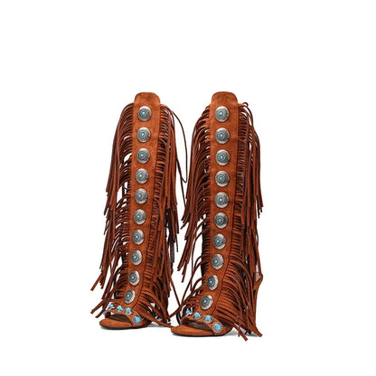 Sandalias Mujer 2025 Summer Women Sandals Peep Toe Sexy Lace Up Knee High Shoes Zapatos De Mujer High Heels | Kimlud...