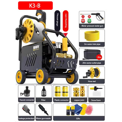 220V Pressure Car Washer 250Bar High Power Water Gun Car Washing Machine IPX5 Waterproof Multi-Piston Pump for Commercial Home - Kimlud