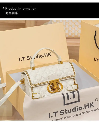 Women's handbag genuine diamond grid handbag women's 2024 new high-end designer crossbody shoulder small square bag |...