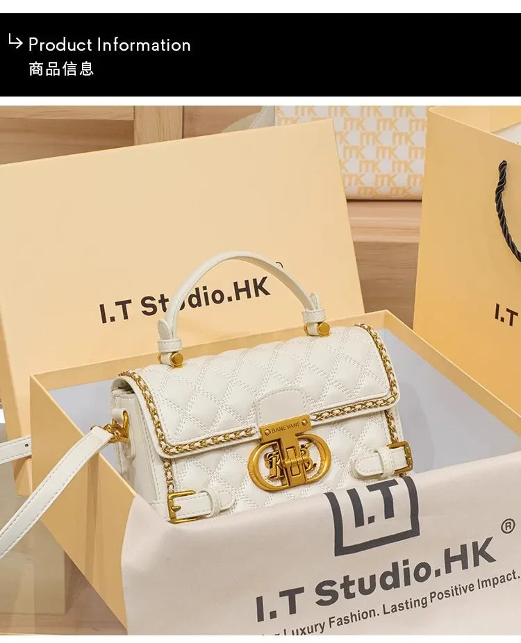 Women's handbag genuine diamond grid handbag women's 2024 new high-end designer crossbody shoulder small square bag |...