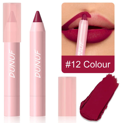 18-Colors Lipstick Pencil Waterproof Sexy Red Matte Contour Tint Lipstick Lasting Non-stick Cup Lipliner Pen Lip Makeup...