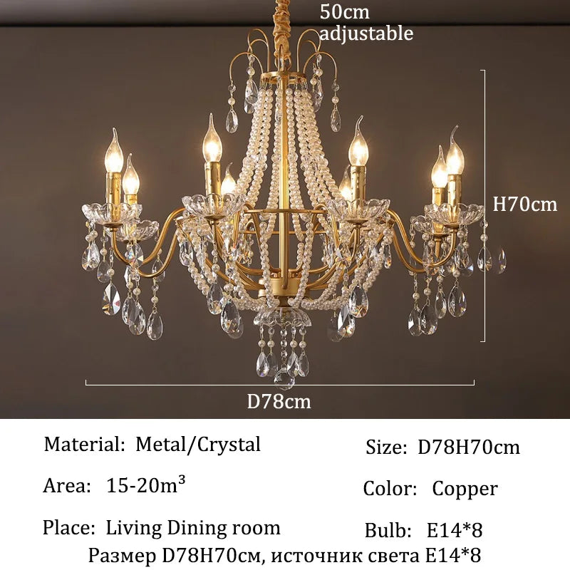 French Luxury Crystal Pendant Lights Ceiling Pendant Lamp Suspension Chandelier for Living Room Chandeliers Ceiling Light Lustre - Kimlud