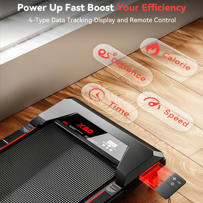 XBD Portable Incline Walking Pad - 330lb Capacity, 2.5HP Under Desk Treadmill with LED Display & Remote Control | Kimlud...
