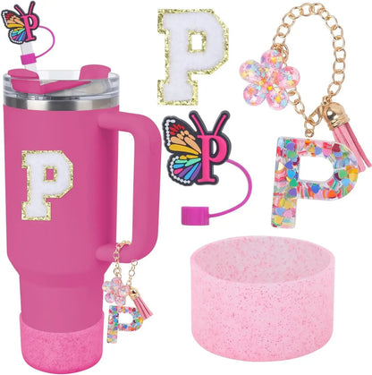 Accessories for Stanley Cup 40oz 30oz Letter Charms for Handle Silicone Boot,Straw Cover Topper & Sticker Charms