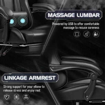 Homall Gaming Chair Video Game Chair Footrest and Massage Lumbar Support Ergonomic Computer Chair Height Adjustable Swivel Seat
