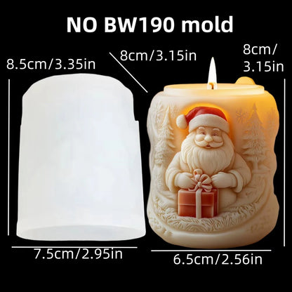 3DReindeer riding Santa Claus relief cylindrical candle silicone mold Christmas tree snowflake snow forest reindeer resin molds