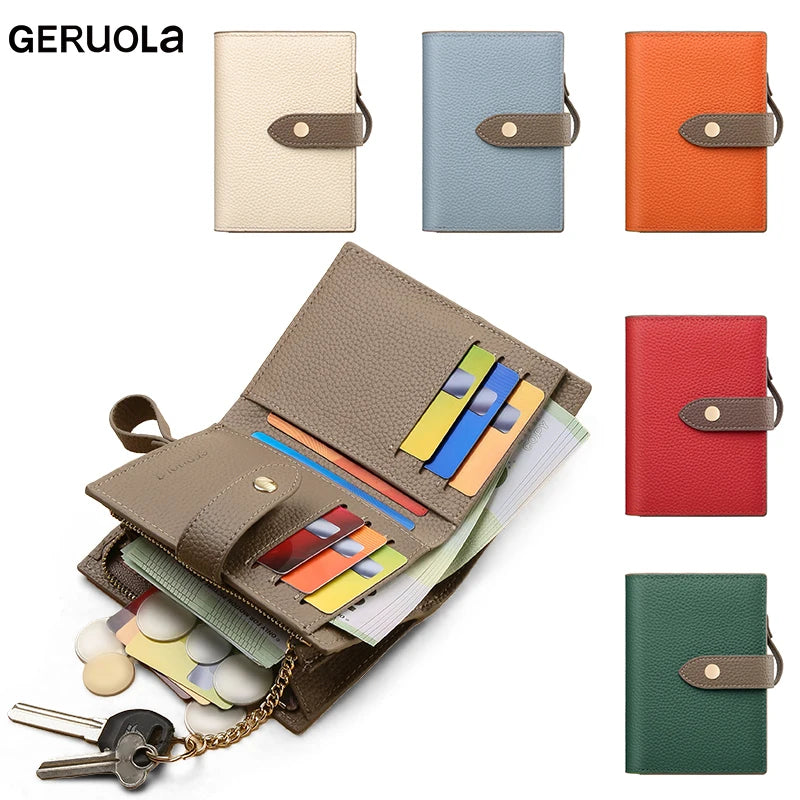 Retro clamshell design minimalist ladies' genuine leather wallet Essential for fashion-forward travel Multiple security...