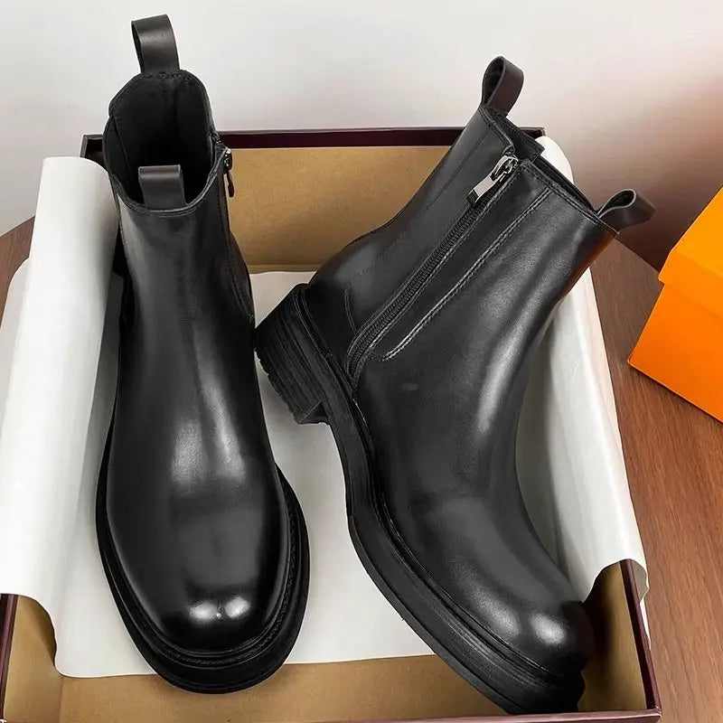 2025 British Men's Tide High Top Round Head Locomotive Premium Sleeve Cigarette Short Chelsea Boots | Kimlud...