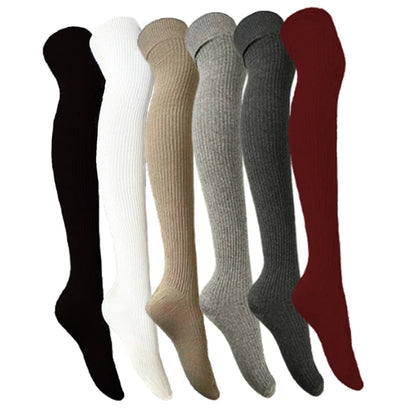 Women's Winter High Stockings Warm over Knee Soft Wool Stockings Cotton Striped Long Socks Thigh Stocking Lolita Thick Warm Sock - Kimlud