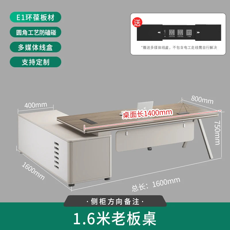 Large Wood Aesthetic Office Desk Designer Modern Drawers Standing Computer Desk Executive Wooden Mesa Escrivaninha Furniture - Kimlud