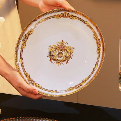 European Gold Luxury Tableware Designer Wedding Party Fine Bone China Dinnerware Sets Christmas Restaurant Vaisselle Dishes