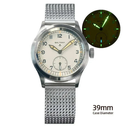 Baltany dirty dozen watch Sapphire 39mm Dail 316L Stainless Steel Case Leather Strap Military Vintage Quartz Wristwatch