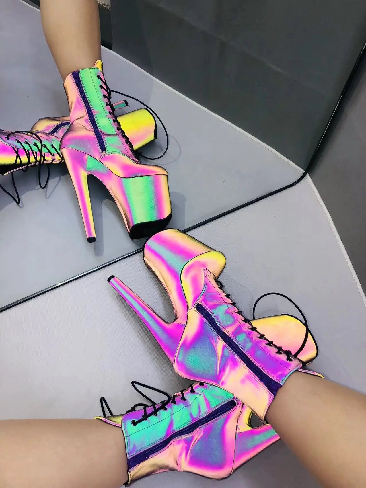 WUXIN H&P Women's 8in Stripper Heels Boots，Pole Dance Ankle Boots Shoes 20cm Platform Stiletto Exotic Heel | Kimlud...