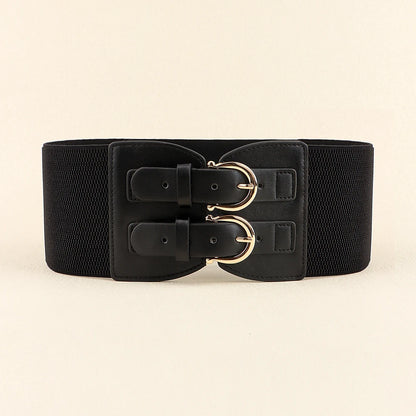 High sense retro pin buckle waist seal elastic elastic wide belt ladies fashion accessories