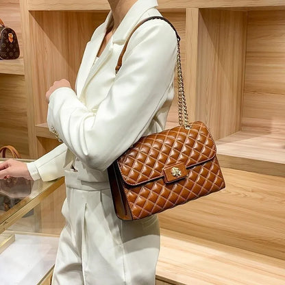 High end diamond grid chain small square bag for women 2025 new spring and summer single shoulder diagonal cross armpit...