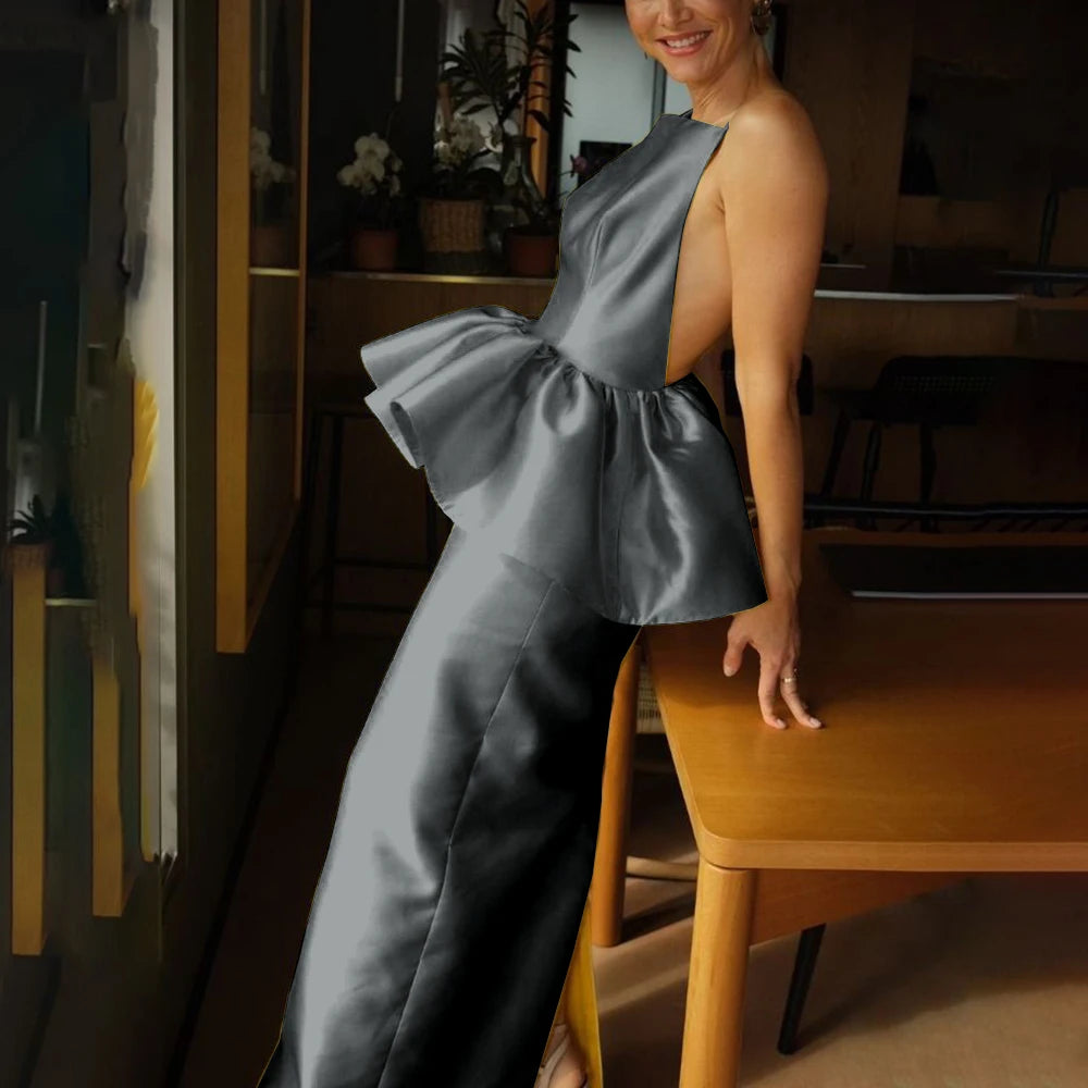 Summer Fashion Custom Made Evening Gown Vibrant Strapless Backless Sleeveless Cocktail Dress Simple Elegant Charming Dress