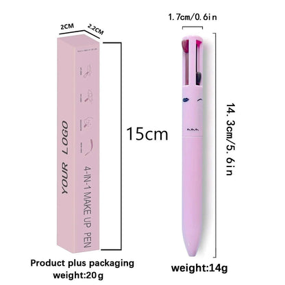 4-in-1 multi-functional lip liner, eyeliner and eyebrow pencil 4-color set