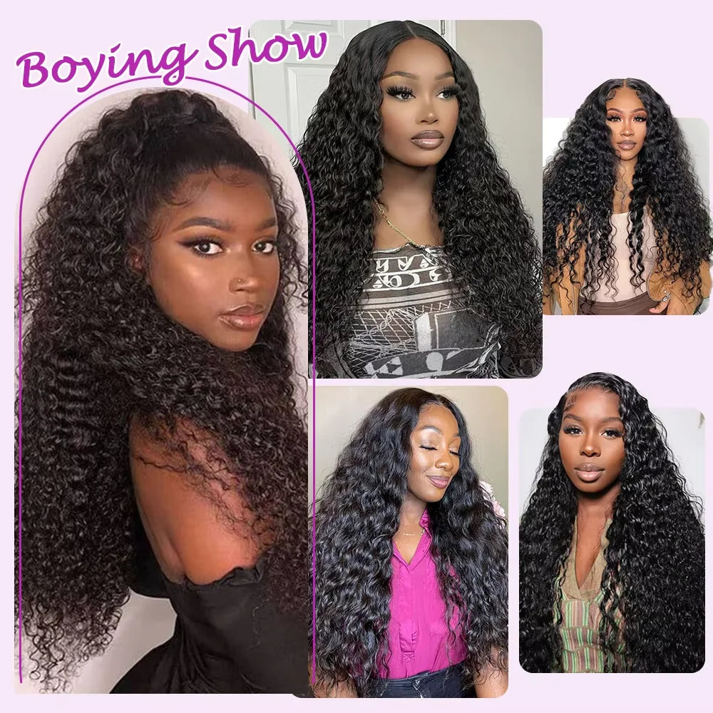 Deep Wave Human Hair Bundles Curly Hair 30Inch Brazilian Weaving Raw Virgin 100% Unprocessed Double Weft Hair Bundles Extensions - Kimlud