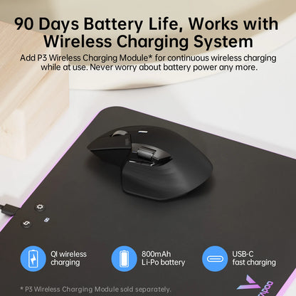 Rapoo MT760L/MT760M Multi-mode Rechargeable Wireless Mouse Ergonomic 4000 DPI Support Up to 4 Devices Bluetooth Mouse |...