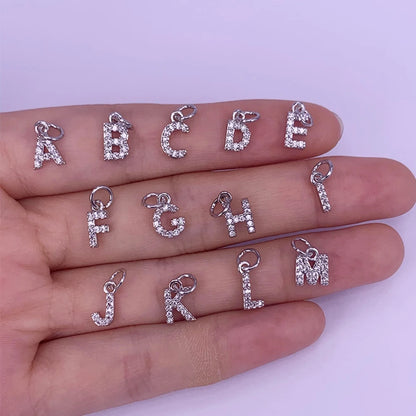 Gold Color Hip Hop 26 Initials Letter Pendant A-Z Alphabet CZ Zircon Necklace Earrings Jewelry Accessories Women...