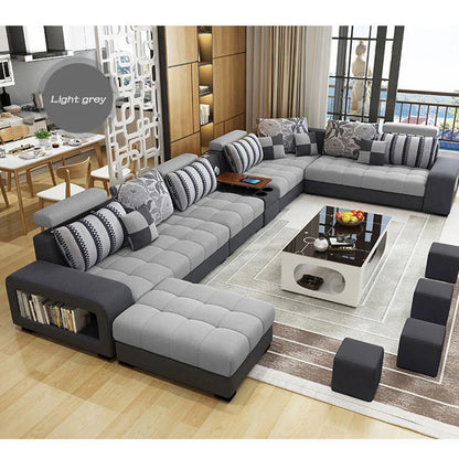 Light Luxury L-Shaped Sofa Set Living Room Furniture High Quality Big Sofa Set Modern Design Wooden Multifunctional Sofa...