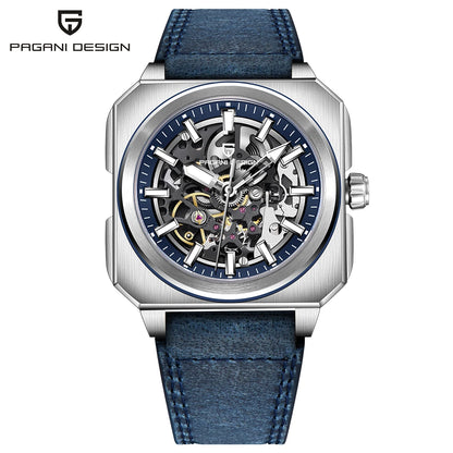 Pagani Design 2024 new 38mm block flywheel luminous hollow dial 50m waterproof casual men's mechanical automatic watch