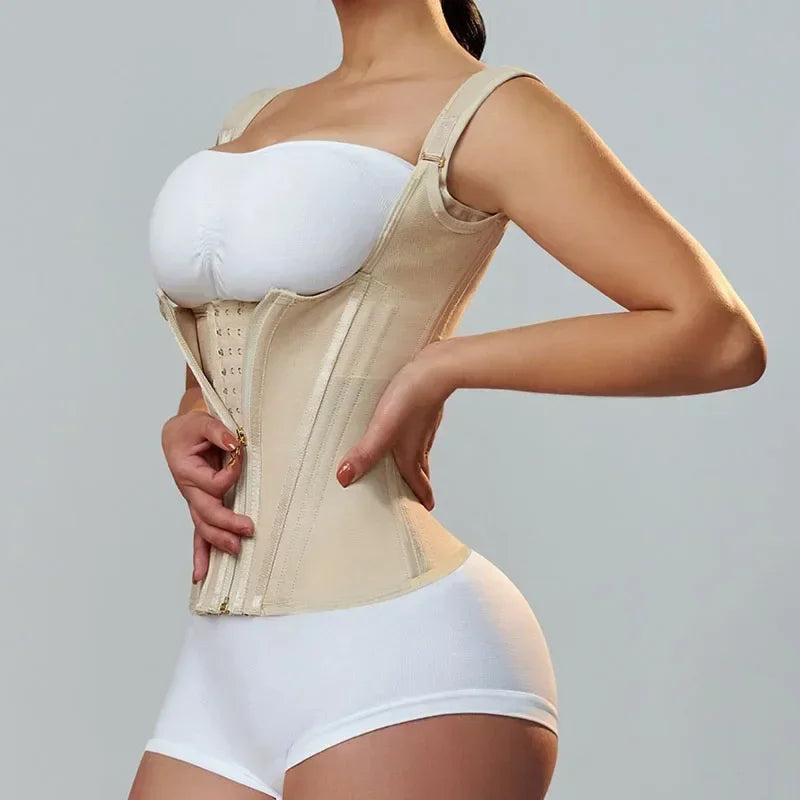 Fajas Colombianas Body Shaper Shapewear Women Vest Tops Double Compression Waist Trainer Corset Adjustable Zipper and Hook-eyes - Kimlud