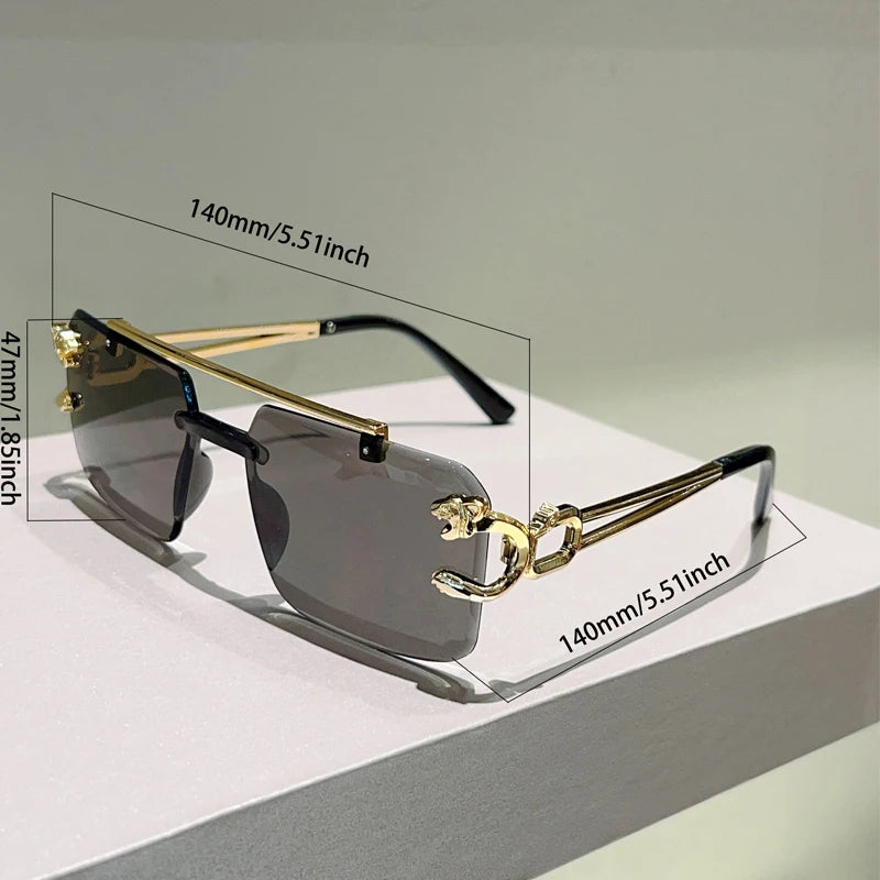 KAMMPT Rimless Square Sunglasses Men Fashion Vintage Double Bridge Shades Women Trendy Luxury Brand Design Gradient Sun...