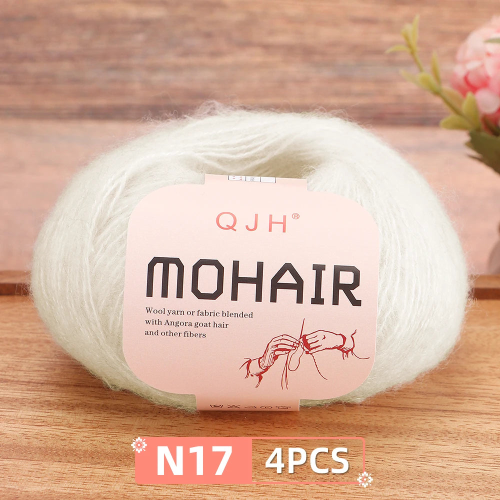 4PCS Multi Color Luxury Mohair Yarn for DIY Knitting & Crochet - Weave Scarves, Shawls,Sweaters,Hats,Shoes...