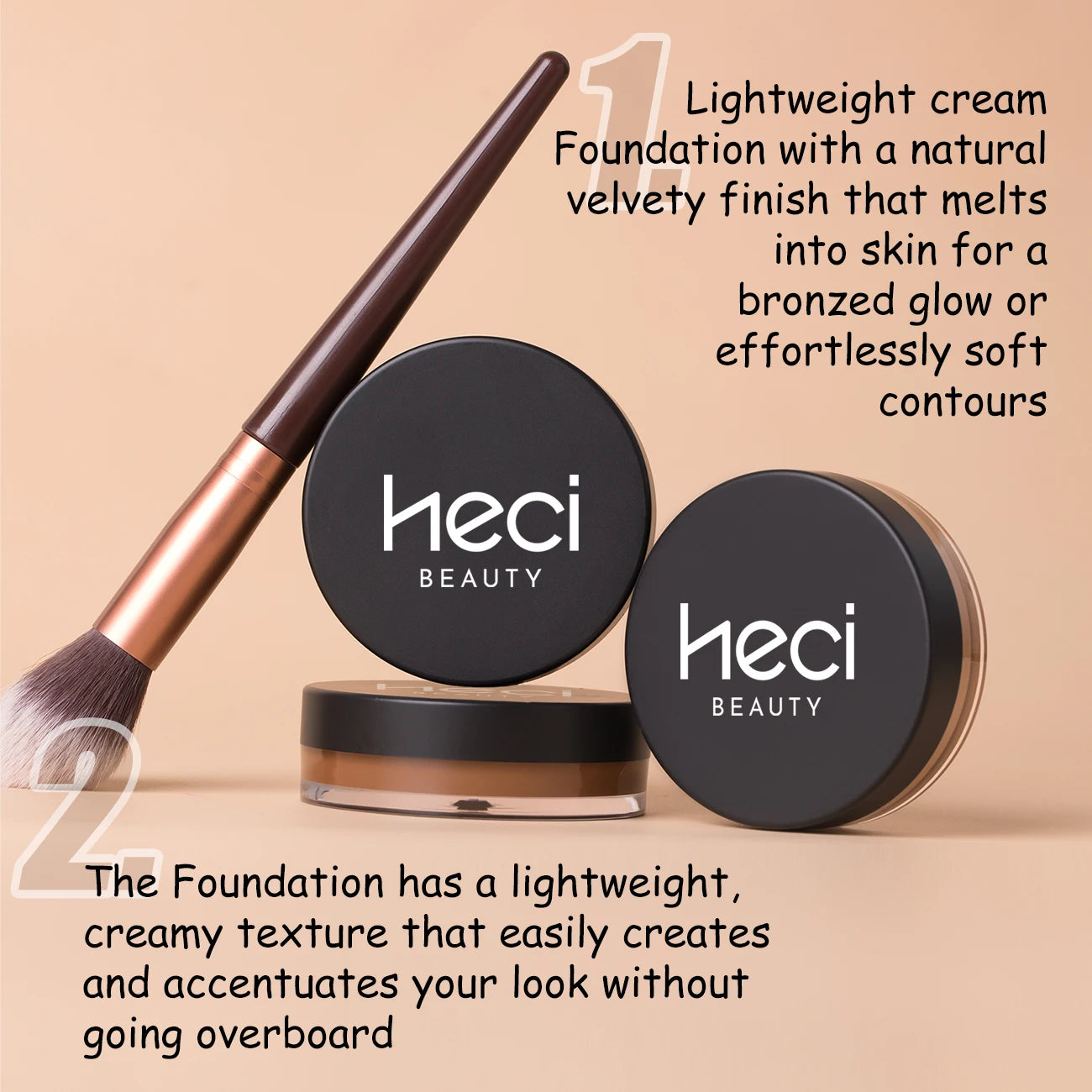 Waterproof Foundation Full Coverage, Oil-control Matte Velvet Nourishing Flawless Cream Foundation, 0.7oz Cream Bronzer Makeup