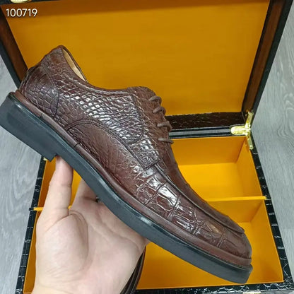 Luxury Crocodile Skin Men's Business Shoe Genuine Real Alligator Leather Brown Top Quality Shoe Leisure Fashion Men ficial Shoe