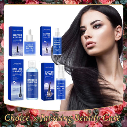 Copper Peptide Shampoo Hair Growth Serum Scalp Nourishing Spray Anti Hair Loss Essence Oil Strengthen Roots Dense Hair Care Set - Kimlud
