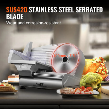 SucceBuy Meat Slicer Electric Deli Food Slicer SUS 420 Stainless Steel Blade and Blade Guard Adjustable Thickness for...