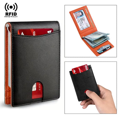 Metal Money Clip Wallet RFID Blocking Slim Card Holder Money Bag Credit Cardholder Carbon Fiber Bifold Smart Wallet for Men