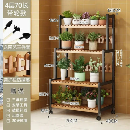 Black Outdoor Plant Shelf Rack Flowers Luxury Universal Square Plant Shelf Rack Tiered Bamboo Bitki Rafları Garden...