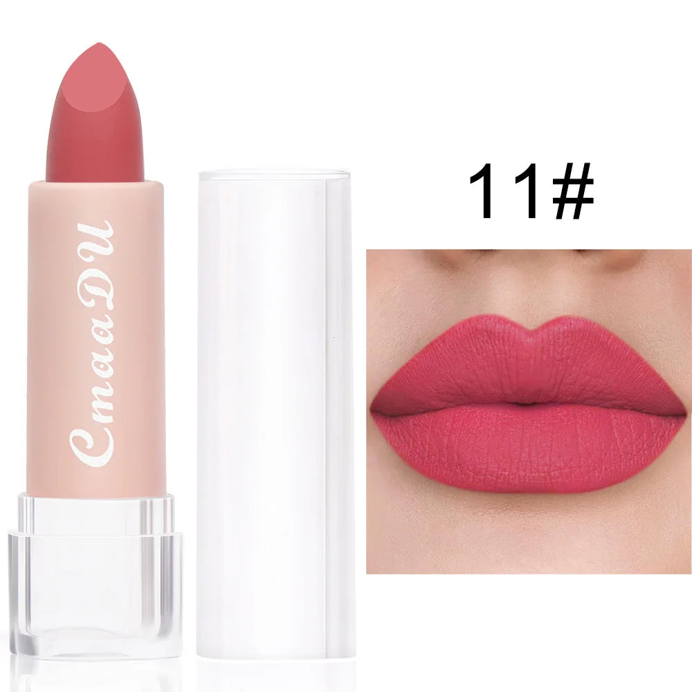1pcsVelvet Matte Lipstick Waterproof Long-lasting Solid Matte Lip Gloss Non-Stick Cup Nude Pink Lipstick Sexy Cute Korean Makeup