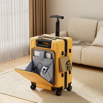 Kid Suitcase Front Opening Boarding Case Laptop Trolley Case Luggage with Spinner Wheels Carry on Luggage for Travel