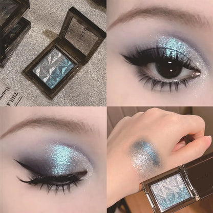 Metallic Gradient Eyeshadow Palette Silver Blue Punk Smoky Eye Shadow Highly Pigmented Pressed Purple Glitter Eyes...