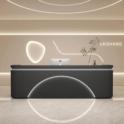 Unique White Reception Desks Organizers Display Drawer Led Lights Reception Desks Aesthetic Modern Bureau Commercial Furniture - Kimlud