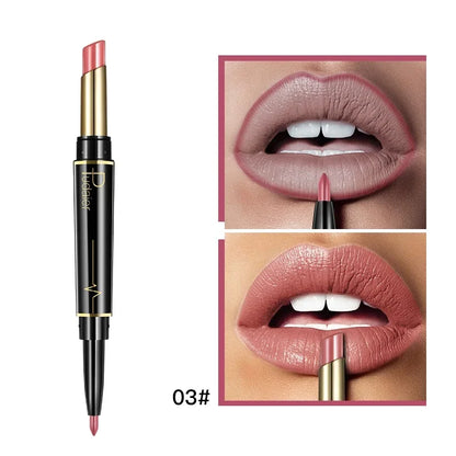 Double Ended Lip Liner and Lipstick 2 in 1, Waterproof Matte Long Lasting Smooth Lip Pen, Nude Lip Makeup for Women