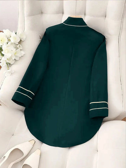 Chic Stand Collar Long Sleeve Jacket Outerwear Office Lady Spring Autumn Fashion Elegant Tailed Blazers Coat For Women 2025 Tops