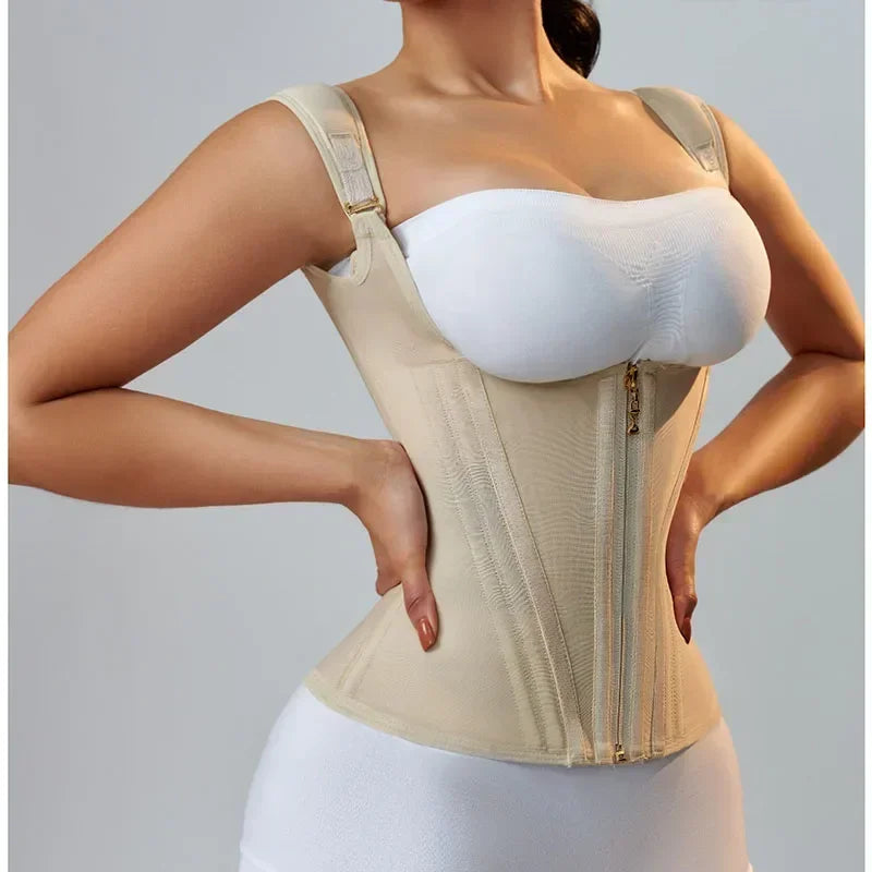 Fajas Colombianas Body Shaper Shapewear Women Vest Tops Double Compression Waist Trainer Corset Adjustable Zipper and Hook-eyes - Kimlud