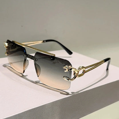 KAMMPT Rimless Square Sunglasses Men Fashion Vintage Double Bridge Shades Women Trendy Luxury Brand Design Gradient Sun...