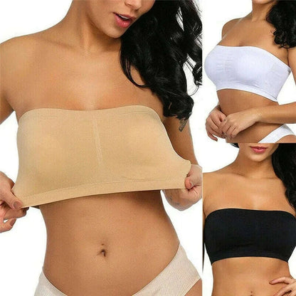 Summer Free Size Tube Invisible Bra Breathable Back Mesh Strapless Crop Top Women Ladies Sexy Bralette Bra Dress Shouderless Top